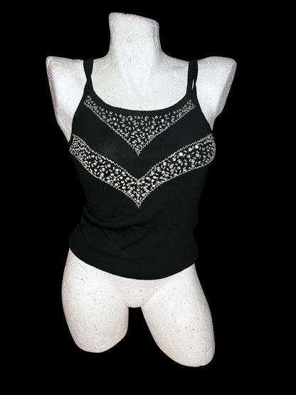 Black Cotton & Viscose Top #7893