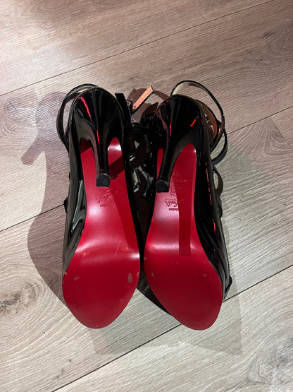 Christian Louboutin “Hyper Prive 120” Patent Platform Heels – Black – Size 39 #11714