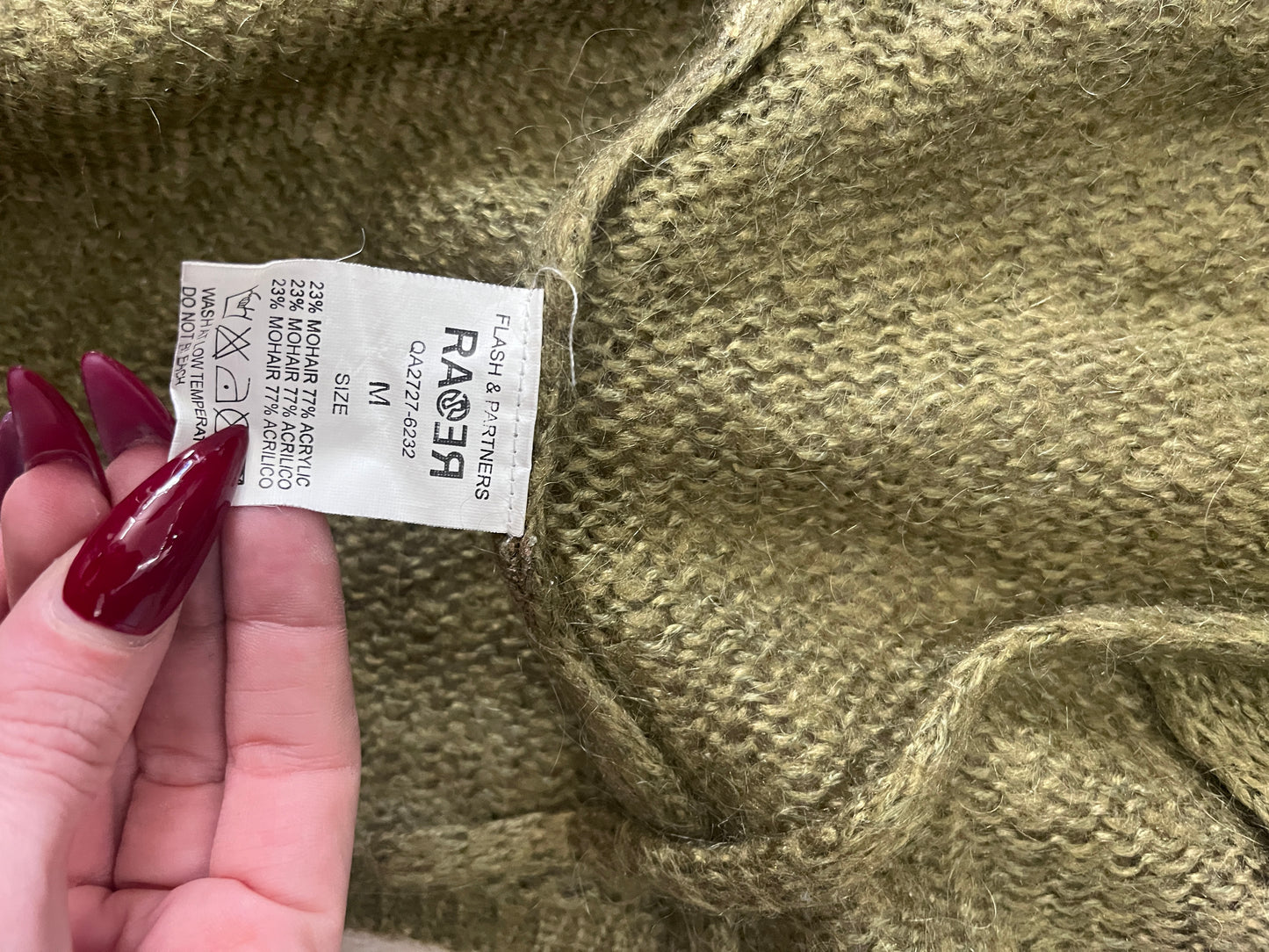 RARE Knit Wrap Top — Olive Mohair Blend #11302
