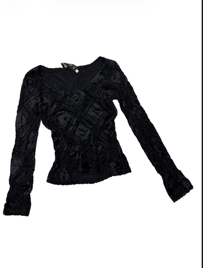 Black Burnout Velvet Top #13326