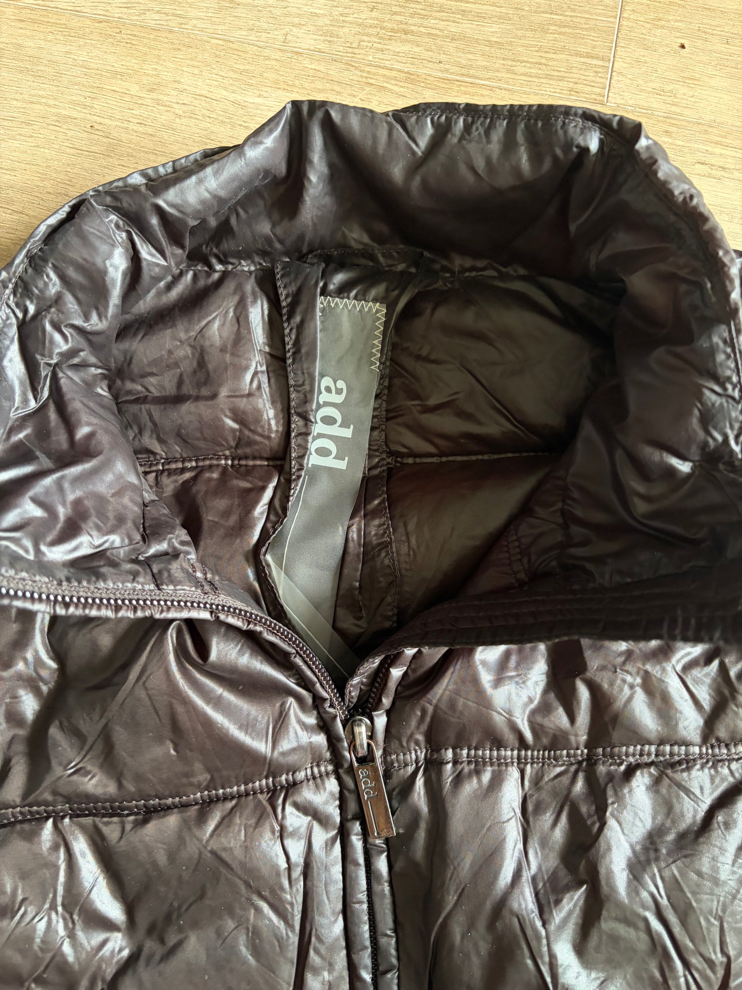 Add 2000s Brown Glossy Puffer Vest