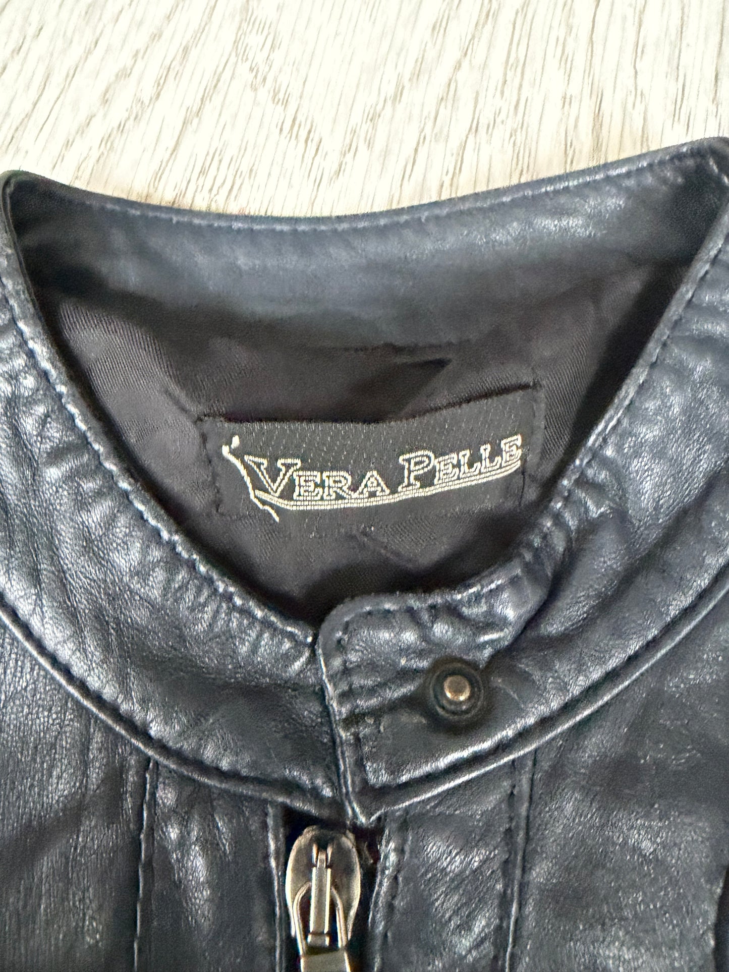 Panelled Leather Biker Jacket #13177