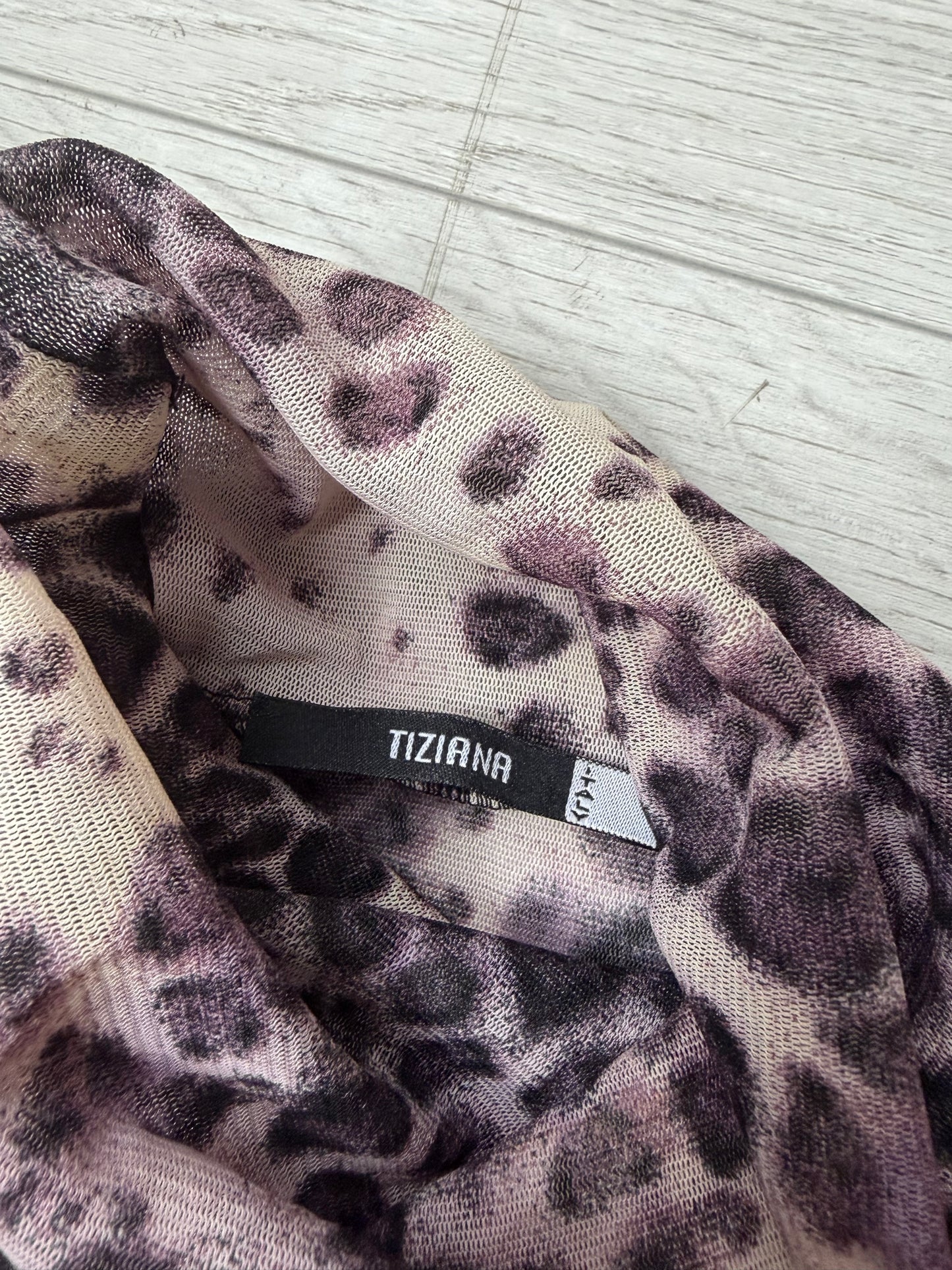 Tiziana Leopard-Print Mesh Turtleneck Top #13202
