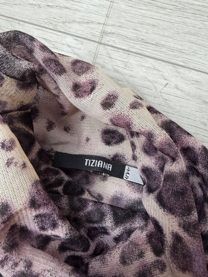 Tiziana Leopard-Print Mesh Turtleneck Top #13202