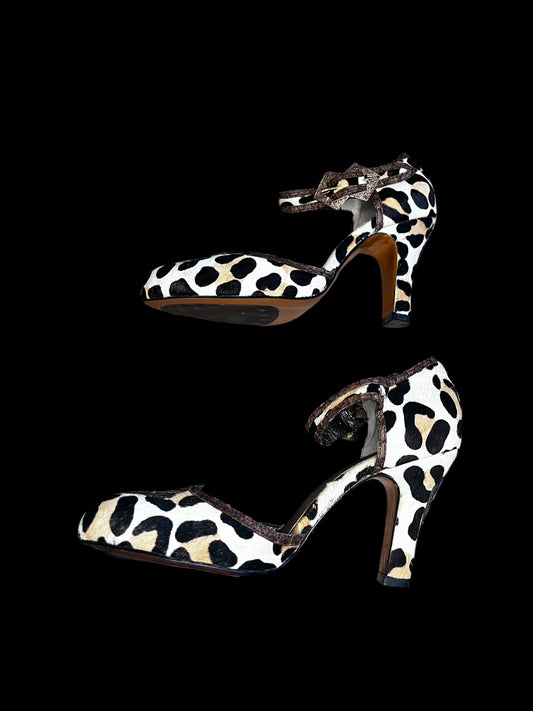 Miss L-Fire Leopard Pony-Style Calfskin Heels #9611
