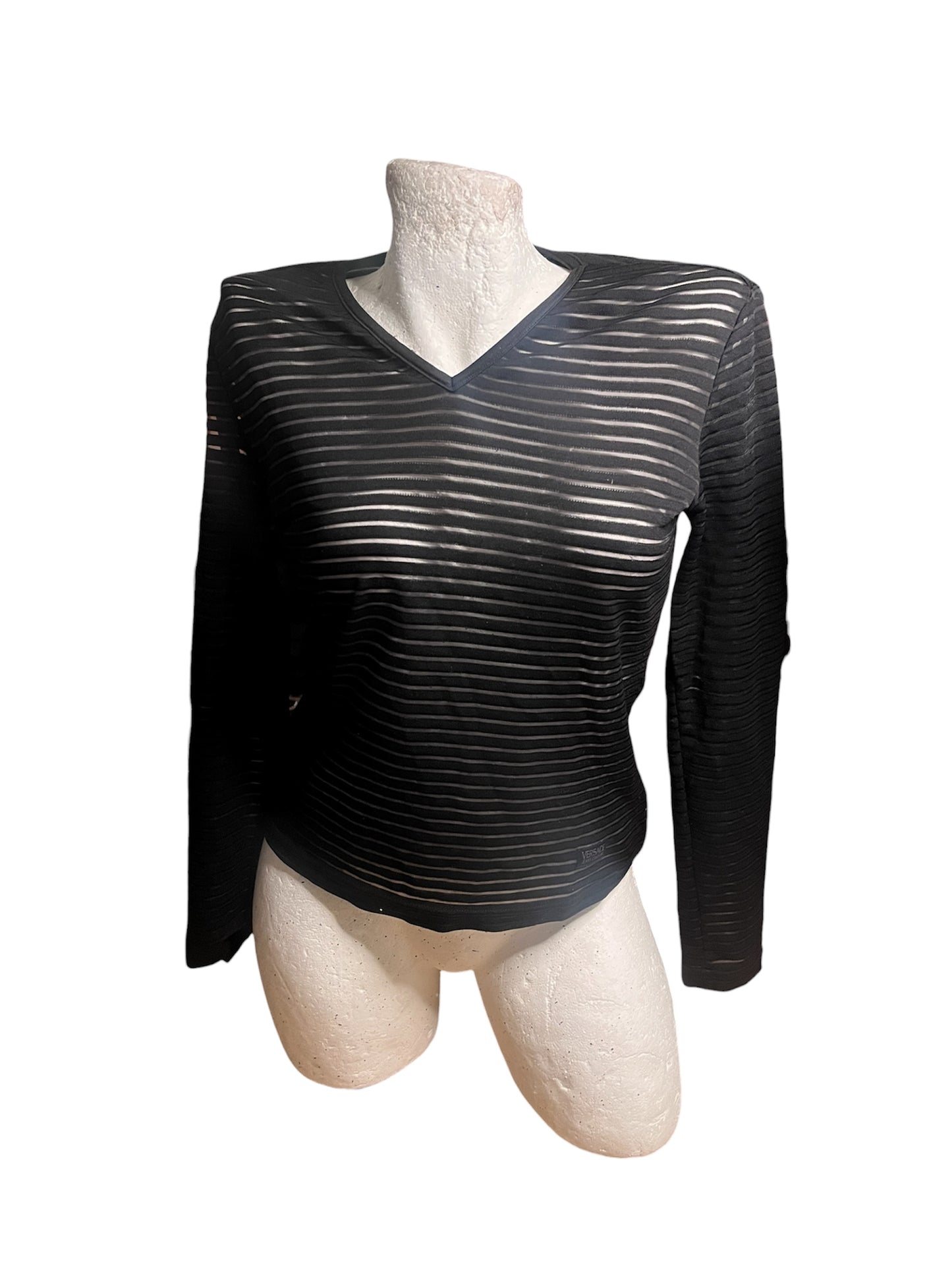 Versace Jeans Couture Sheer Stripe Long Sleeve Top #12046
