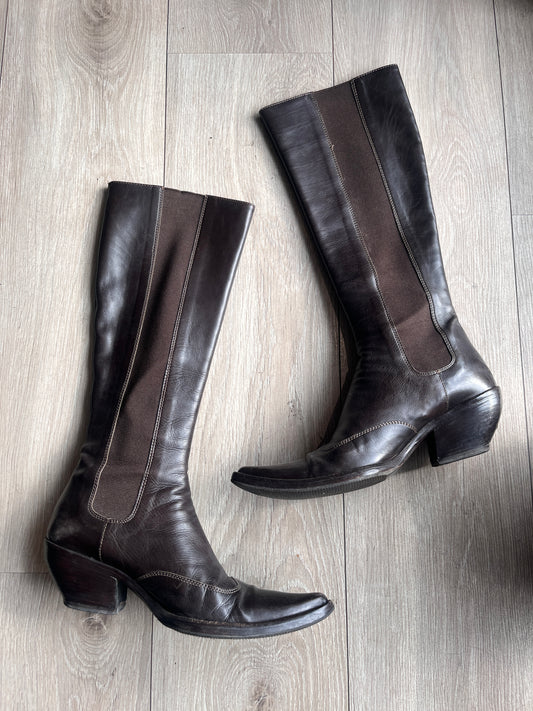 Archive Leather Chelsea Knee Boots #12713