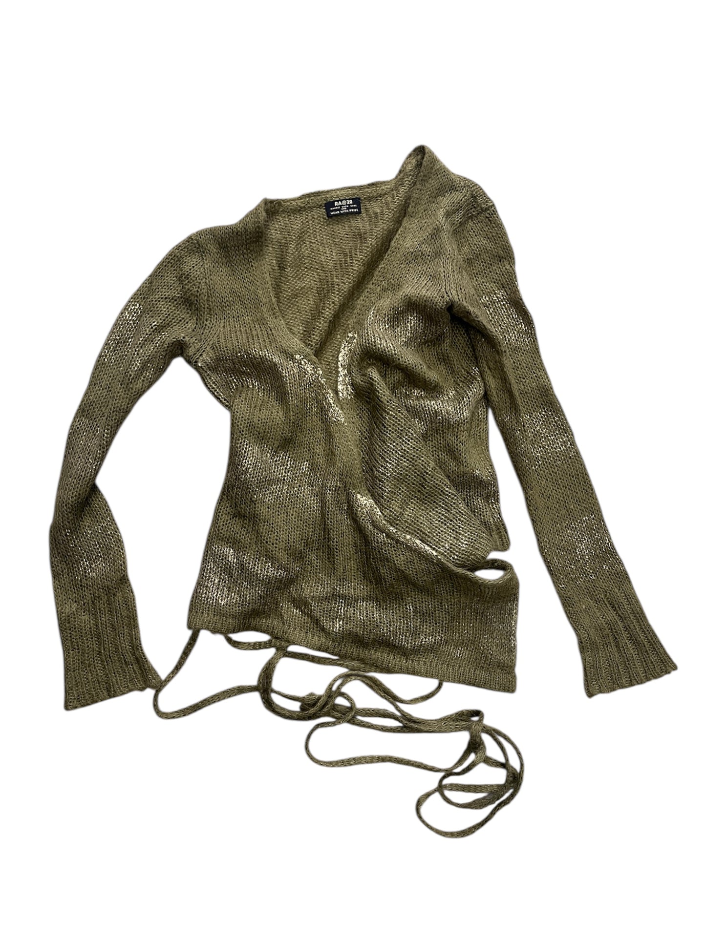 RARE Knit Wrap Top — Olive Mohair Blend #11302