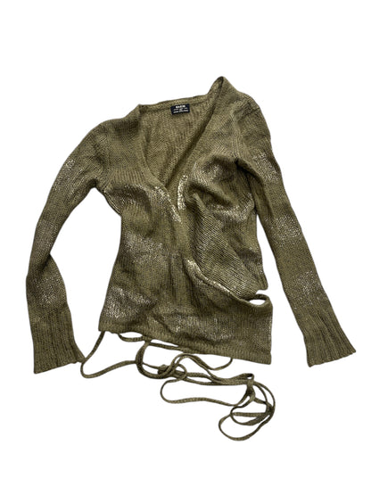 RARE Knit Wrap Top — Olive Mohair Blend #11302