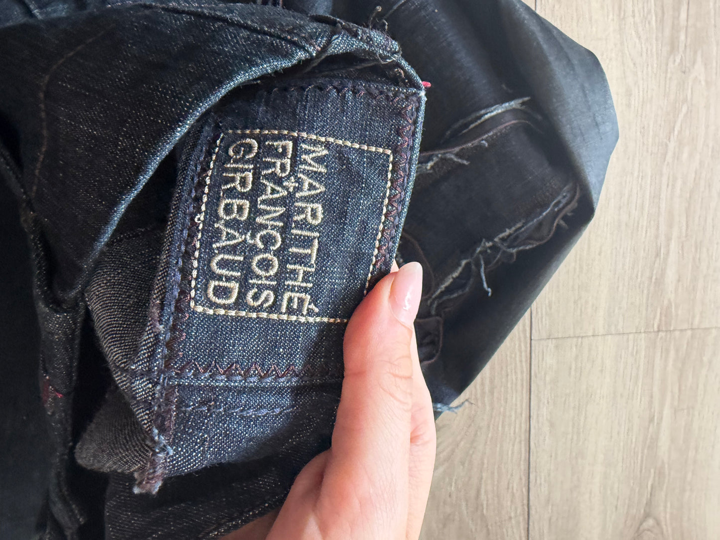 2000s Marithé + François Girbaud Distressed Denim Maxi Skirt #13132