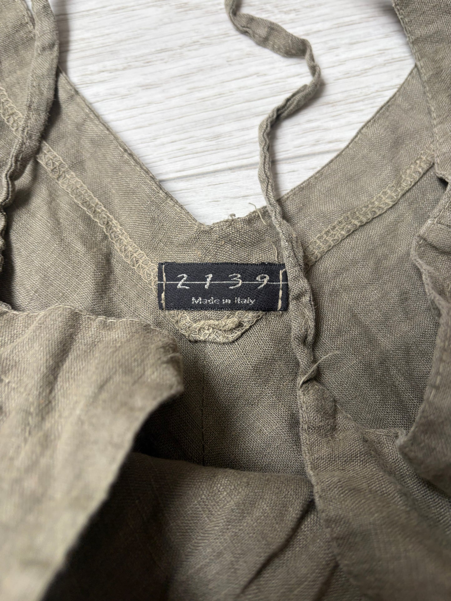 2139 Deconstructed Linen Asymmetric Top #13199