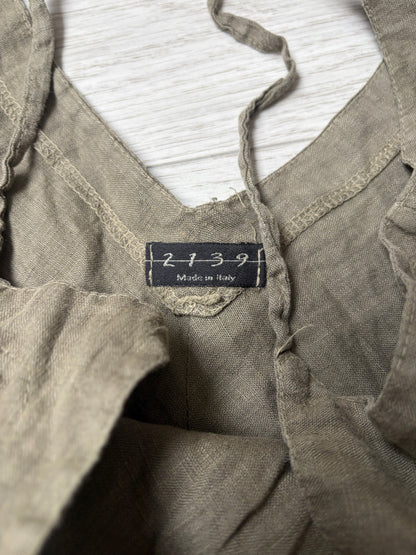 2139 Deconstructed Linen Asymmetric Top #13199