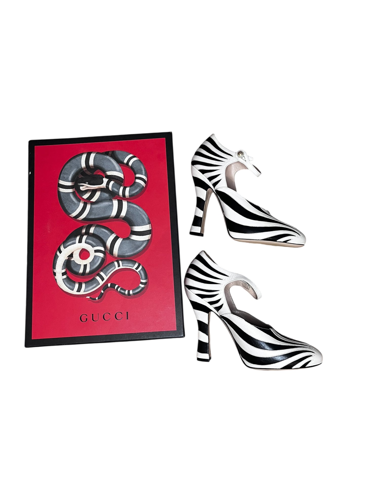 Gucci Black & White Zebra Print Mary Jane Pumps #9604