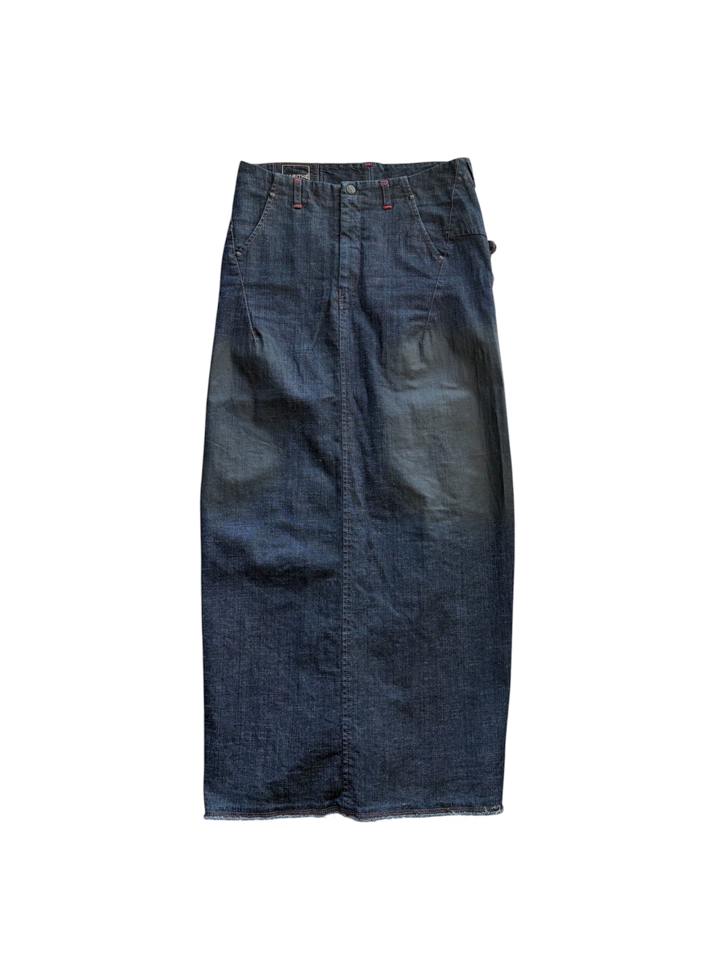 2000s Marithé + François Girbaud Distressed Denim Maxi Skirt #13132