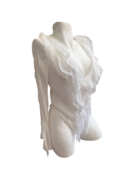 Sheer Lace Ruffle Blouse — Romantic #12192