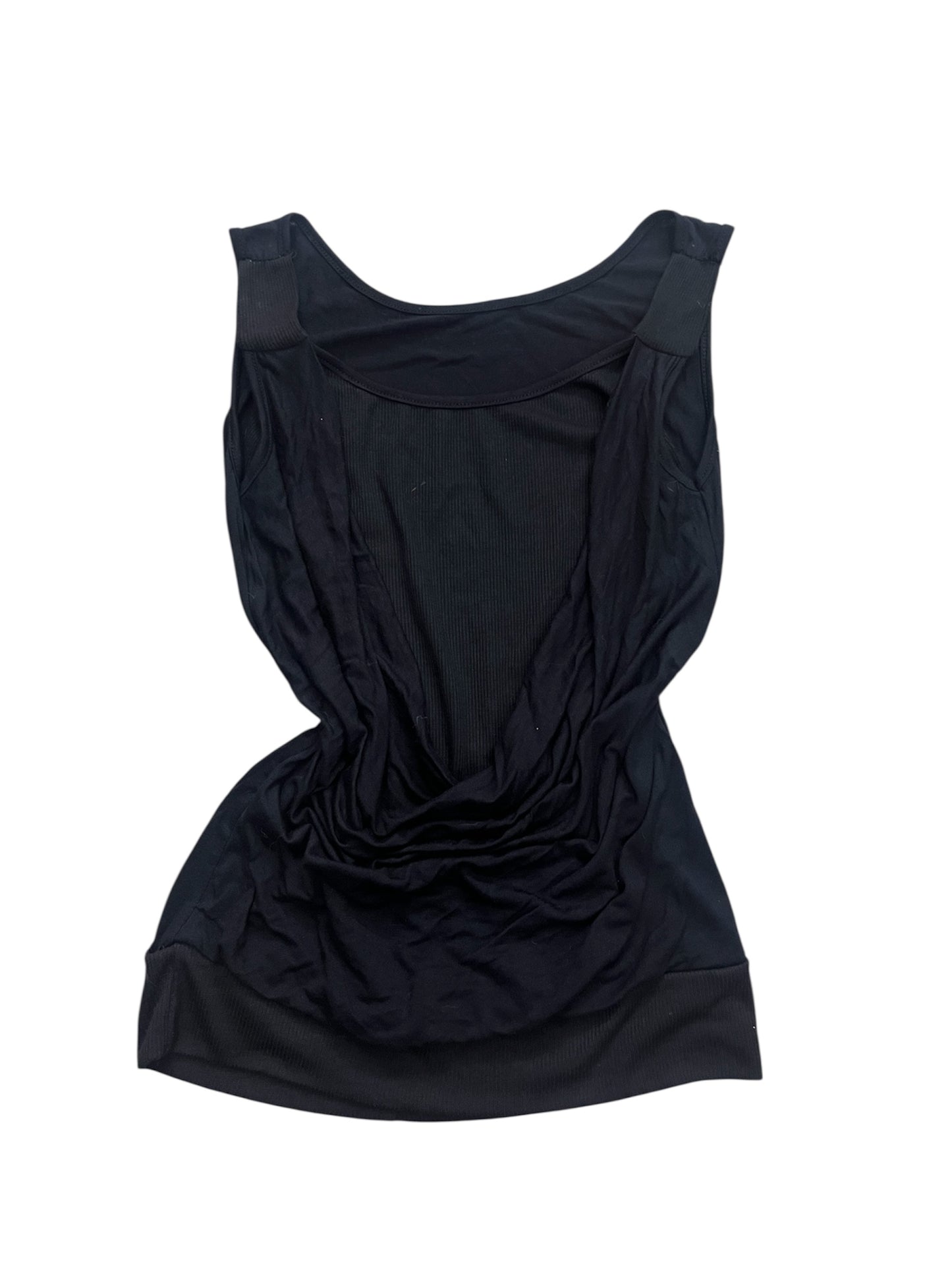 Black sleeveless draped top #11365