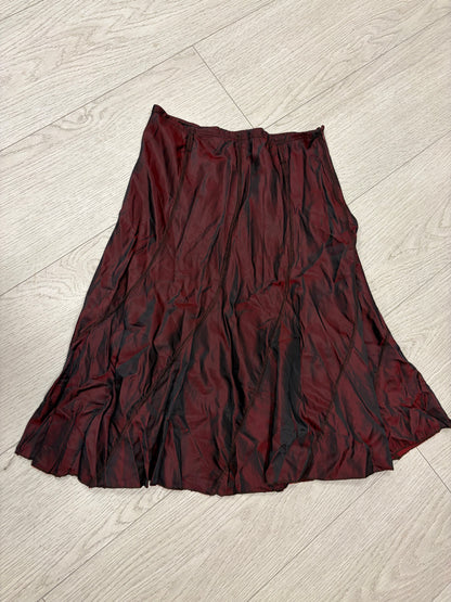 Burgundy Iridescent Panelled Midi Skirt #13333