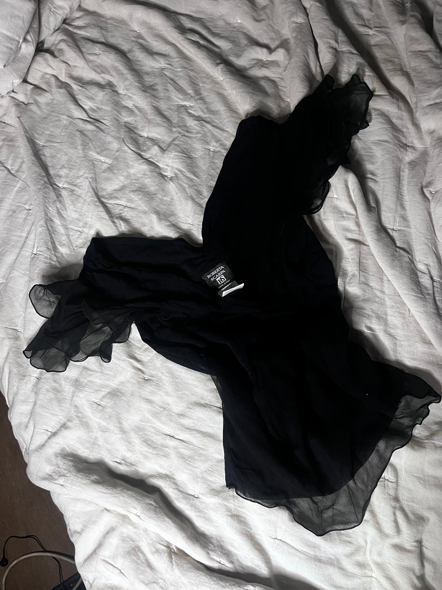 Roberta Scarpa black silk fairy top – made in Italy #11090