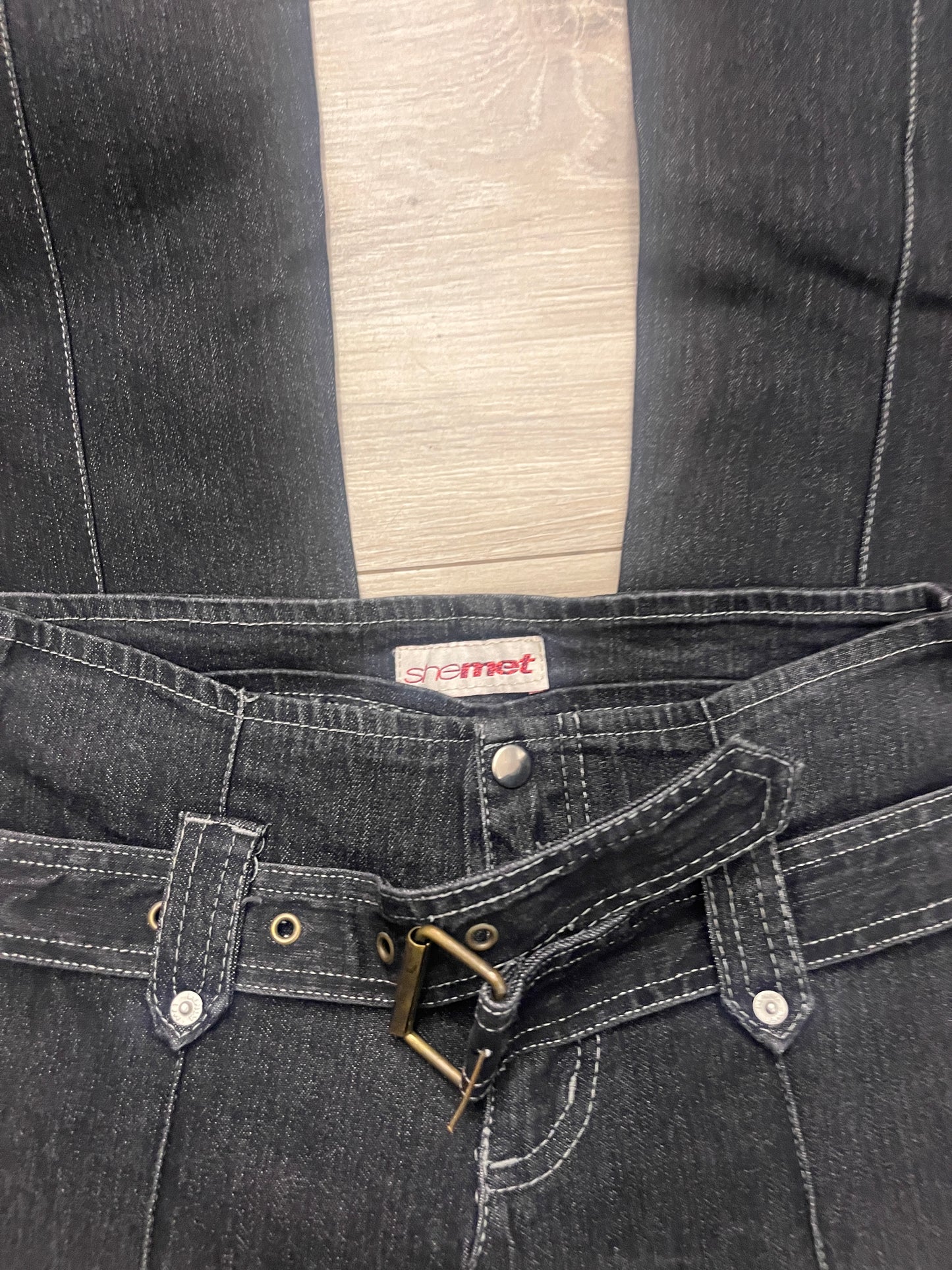 Black low-rise bootcut jeans #11375