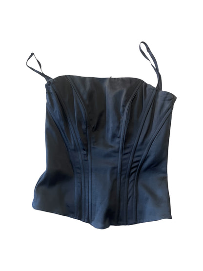 Black Satin Corset Top #12779