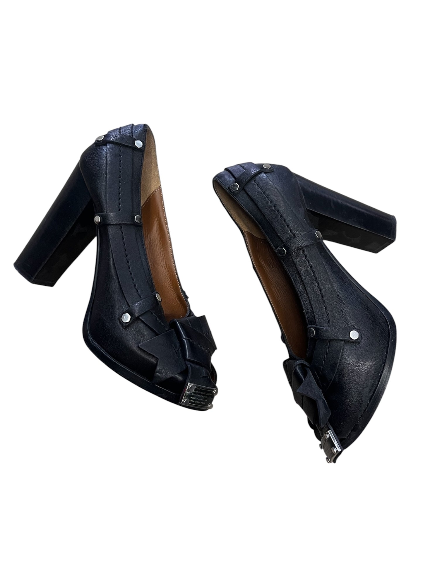 Marc by Marc Jacobs Studded Leather Peep Toe Heels #12733