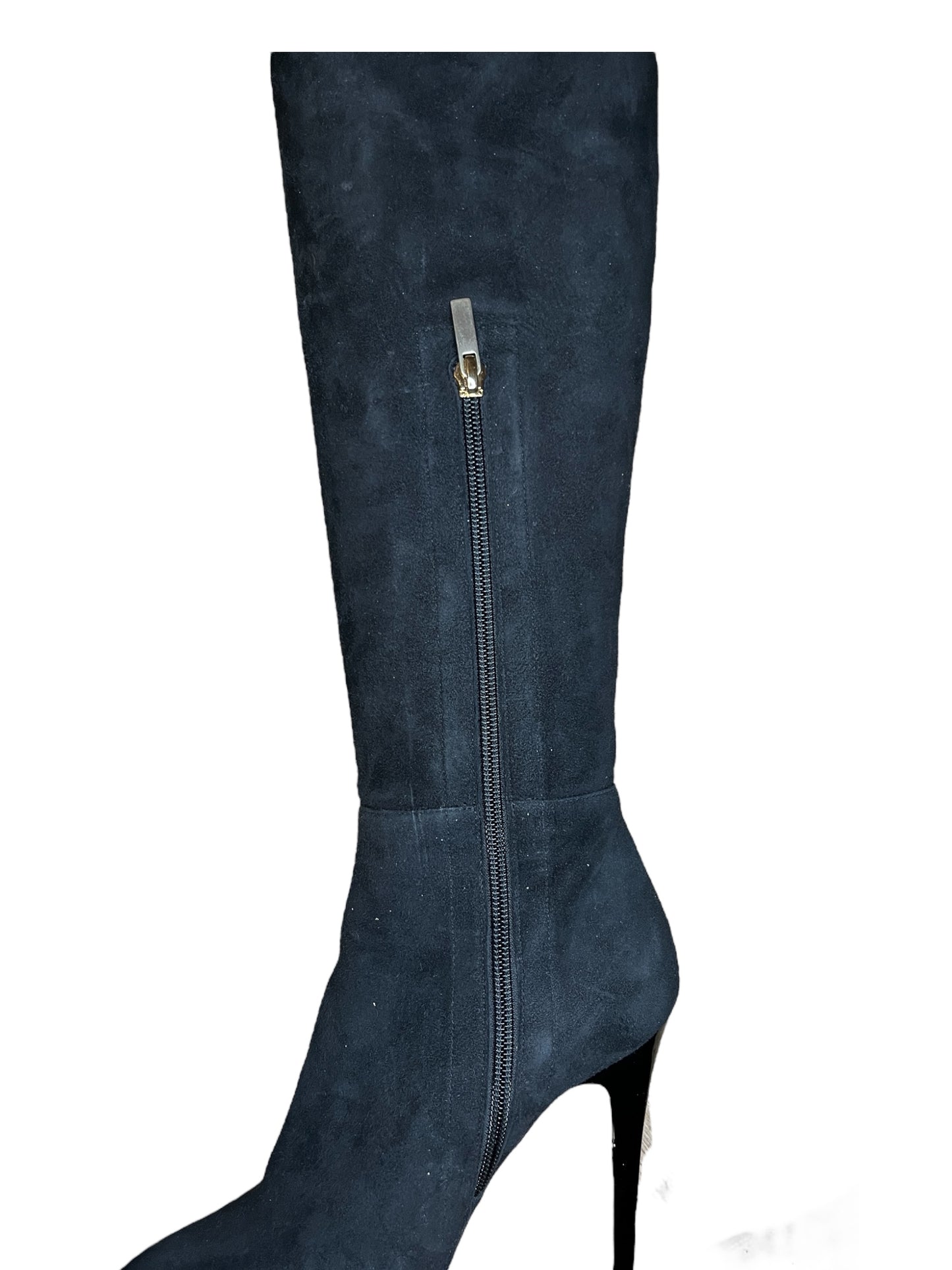 Jimmy Choo Black Suede Knee-High Stiletto Boots – Size 38.5 #9624