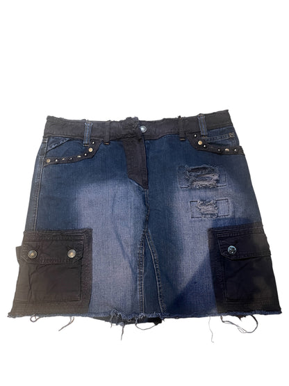 Y2K Cargo Patchwork Denim Mini Skirt #11822