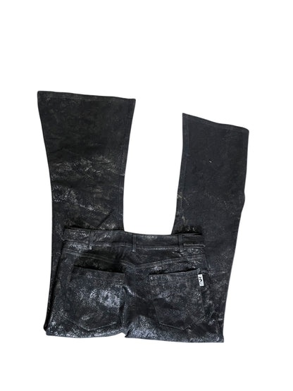 Black Leather Flare Pants – Textured Finish #12174