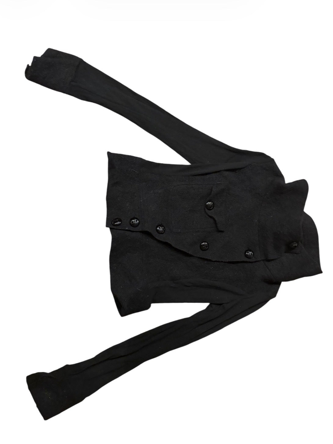 Black Asymmetric Wool and Cotton Jacket #13615