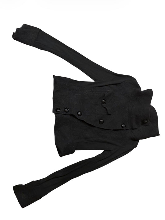 Black Asymmetric Wool and Cotton Jacket #13615