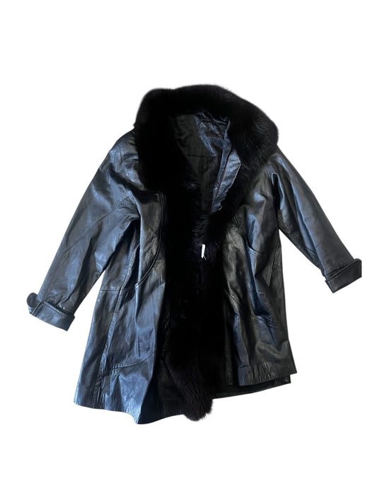 Leather Fur Coat #10391