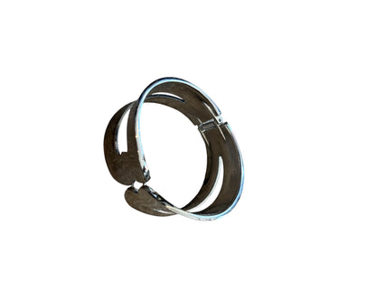 2000s Made in Italy Ribbed Metal Cuff #13267