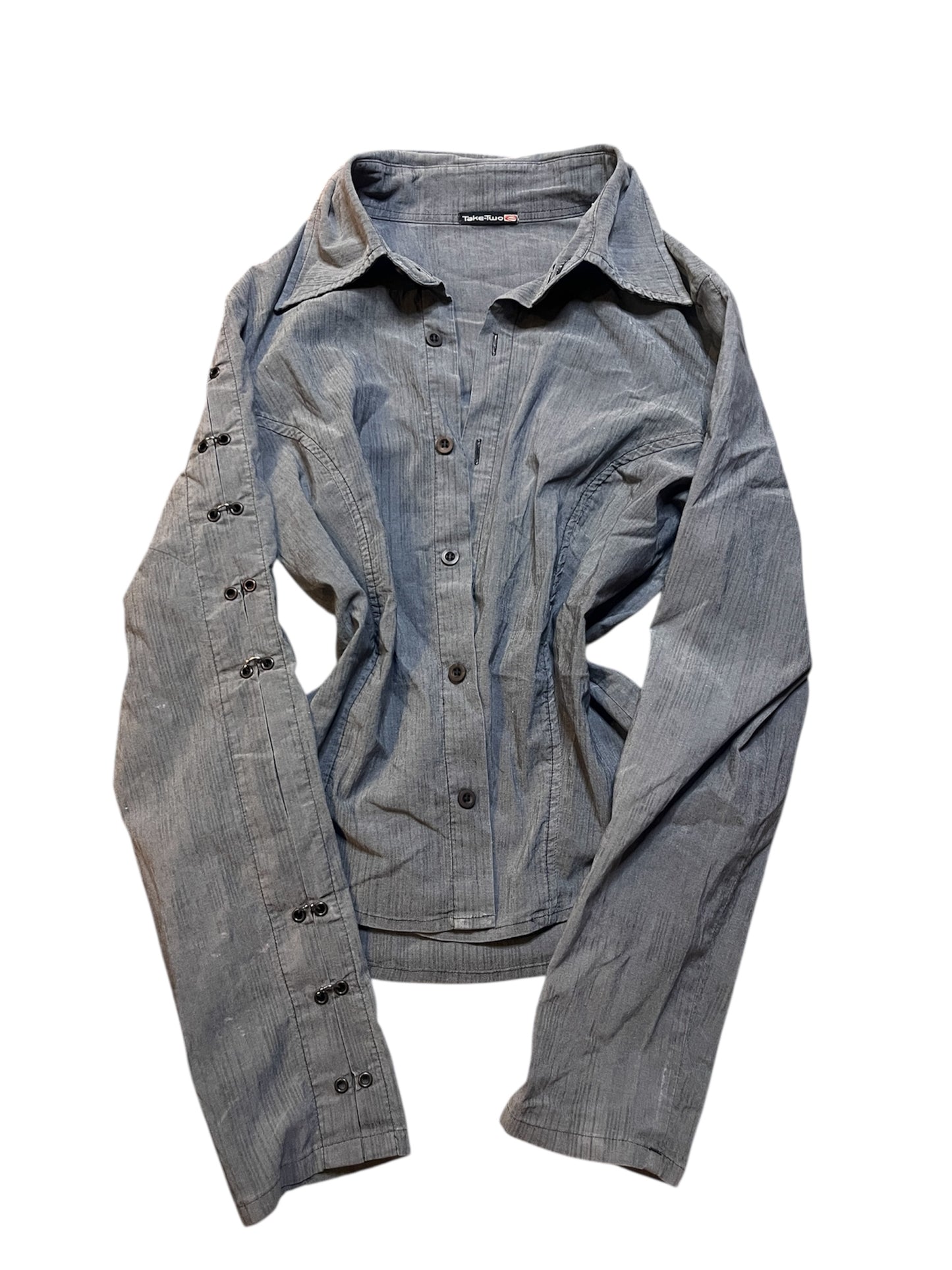 Take Two Fitted Utility Shirt with Eyelet Detail #11287
