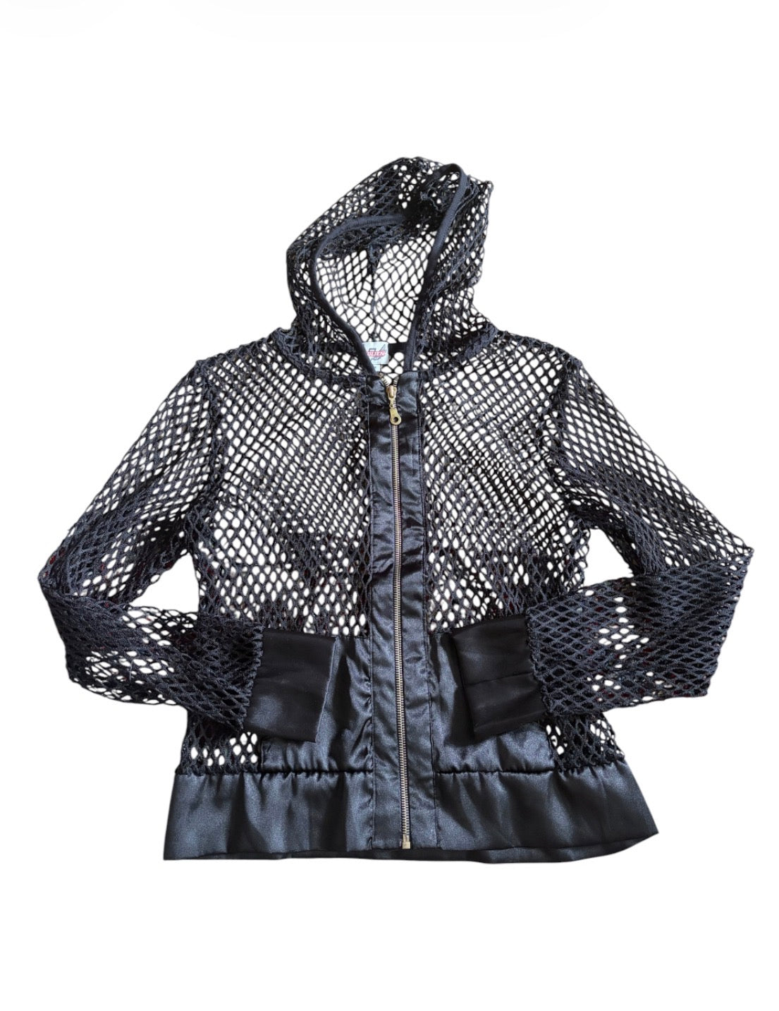 Julien 2000s Black Fishnet Hooded Jacket