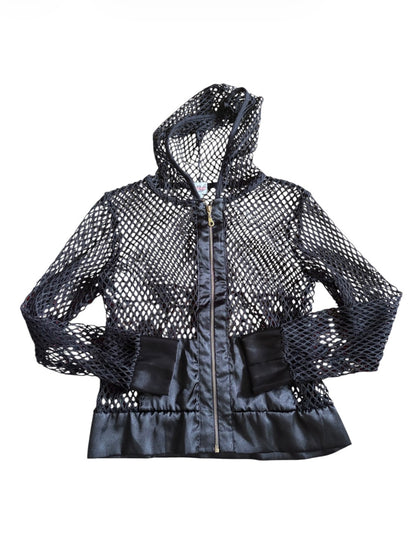 Julien 2000s Black Fishnet Hooded Jacket