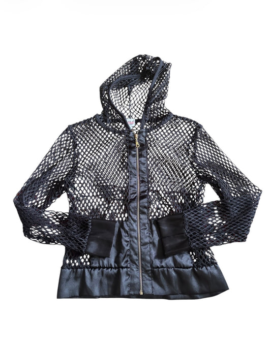 Julien 2000s Black Fishnet Hooded Jacket