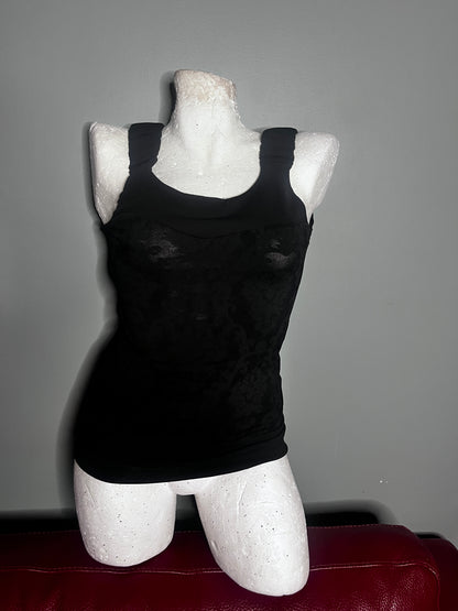 Black Baroque Flocked Corset Tank #11088