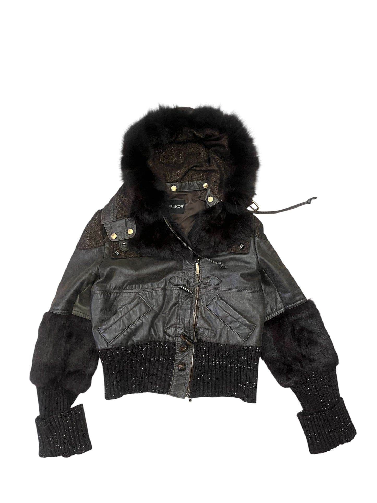 Y2K Fur Trim Leather Jacket #11861