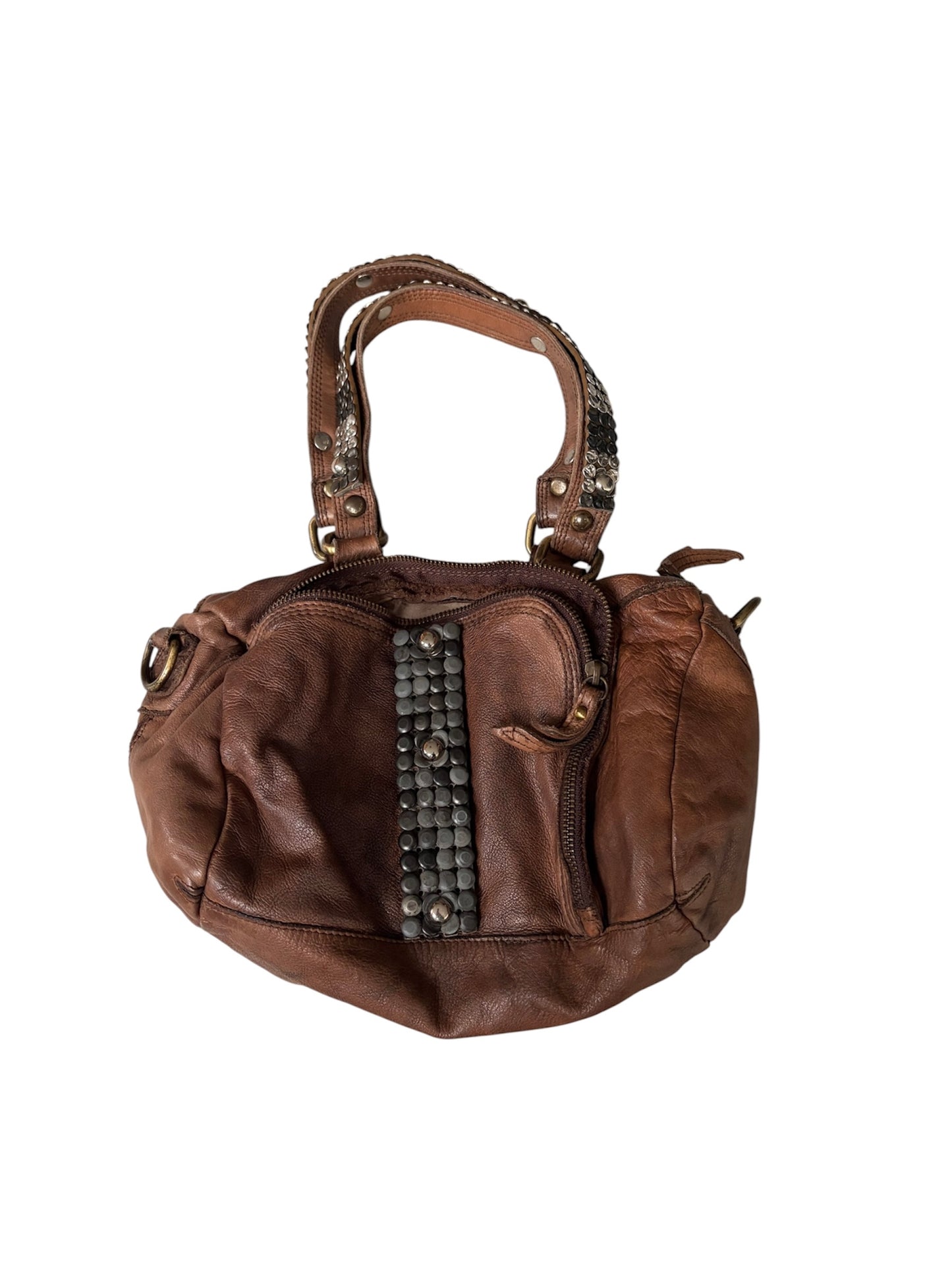 Studded Leather Bowling Bag #13181