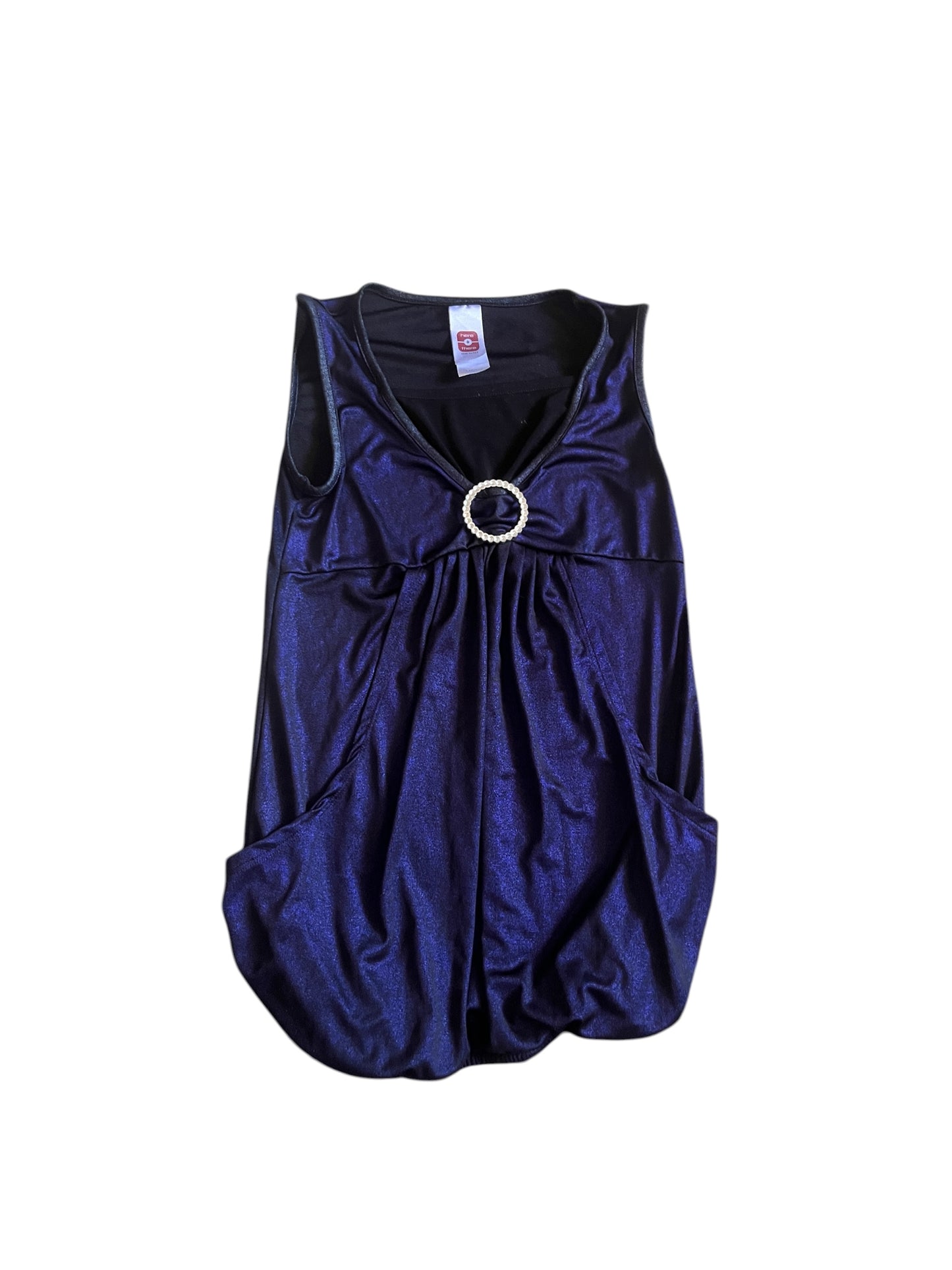 Metallic Draped Top with Crystal Ring Detail #12206