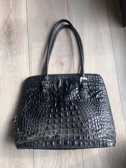 Croc Embossed Leather Tote Bag #3352