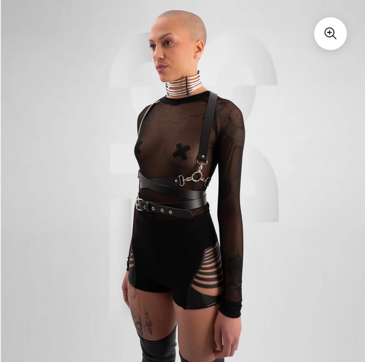 Studio Monika Jaun Black Cross-Strap Body Harness — Only for Rent