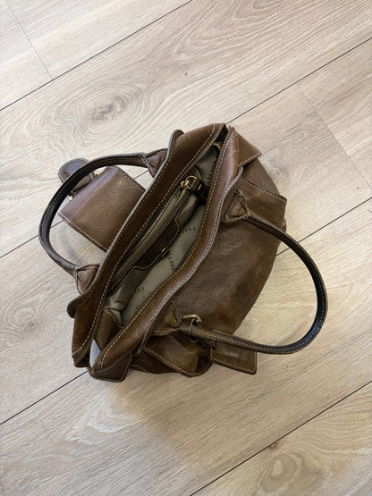 Brown Leather Buckle Shoulder Bag #13623
