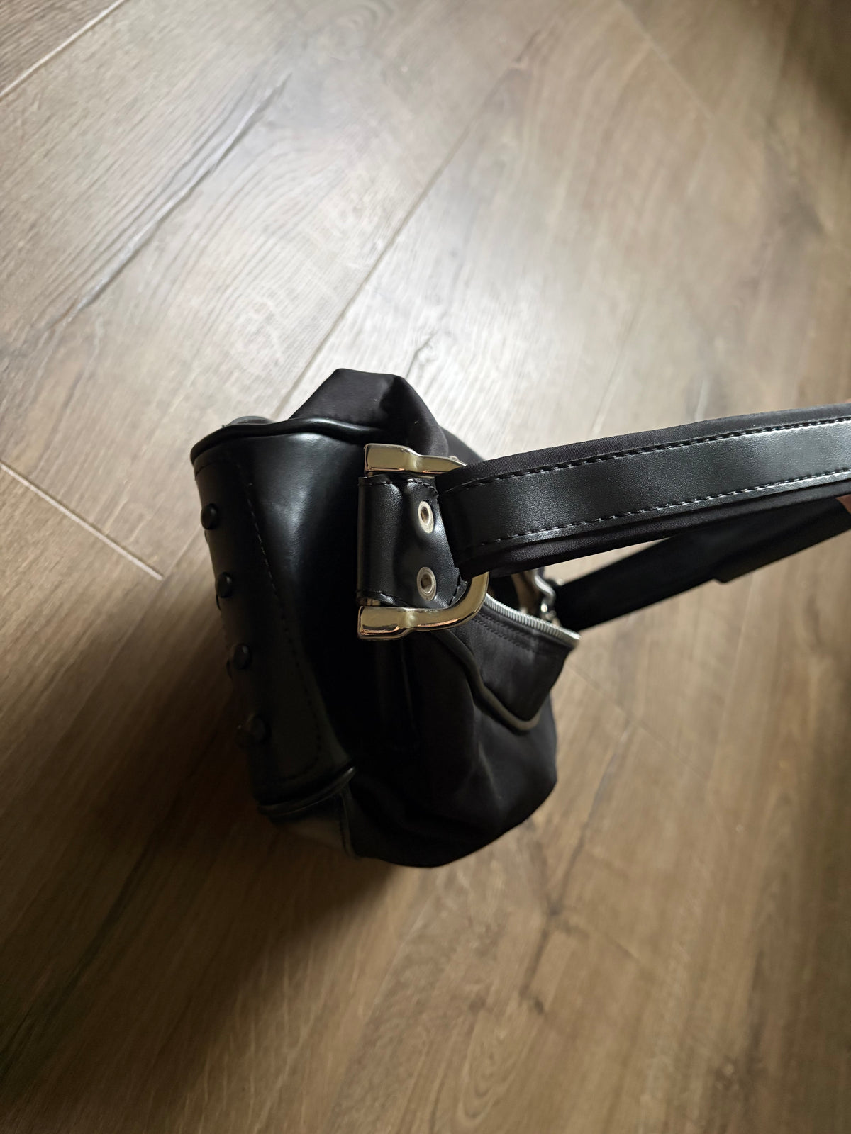 Tod’s Black Nylon Shoulder Bag with Leather Trim #13564
