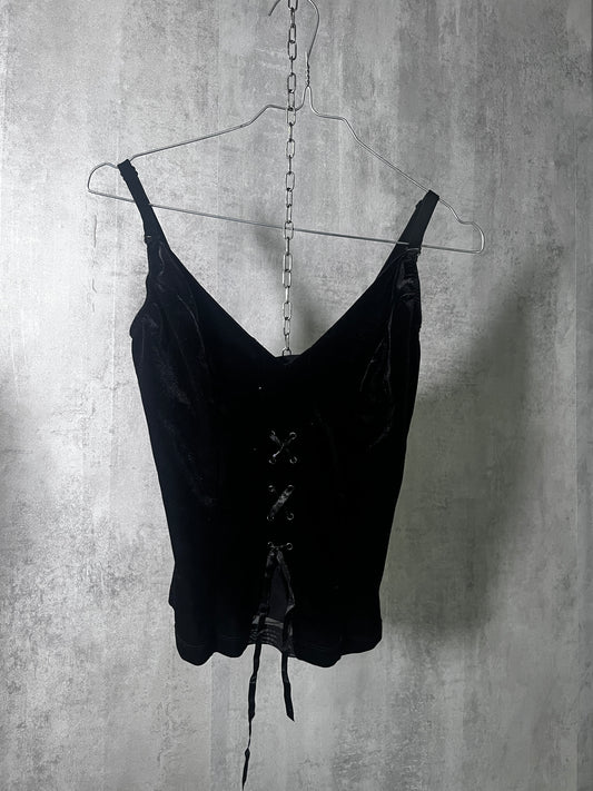 2000s goth–romantic / velour corset top #10742