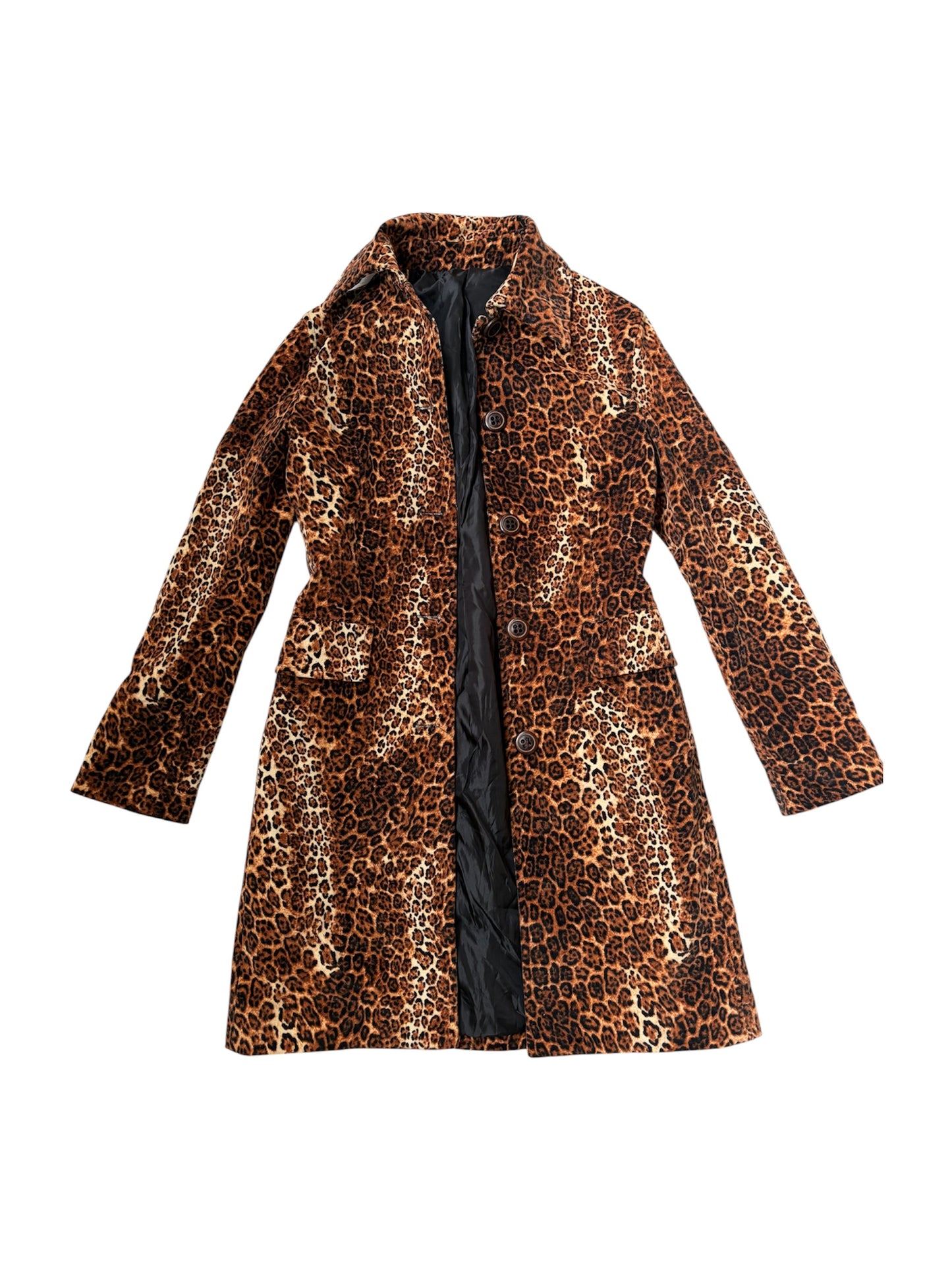 Italian Leopard-Print Velvet Maxi Coat #13195