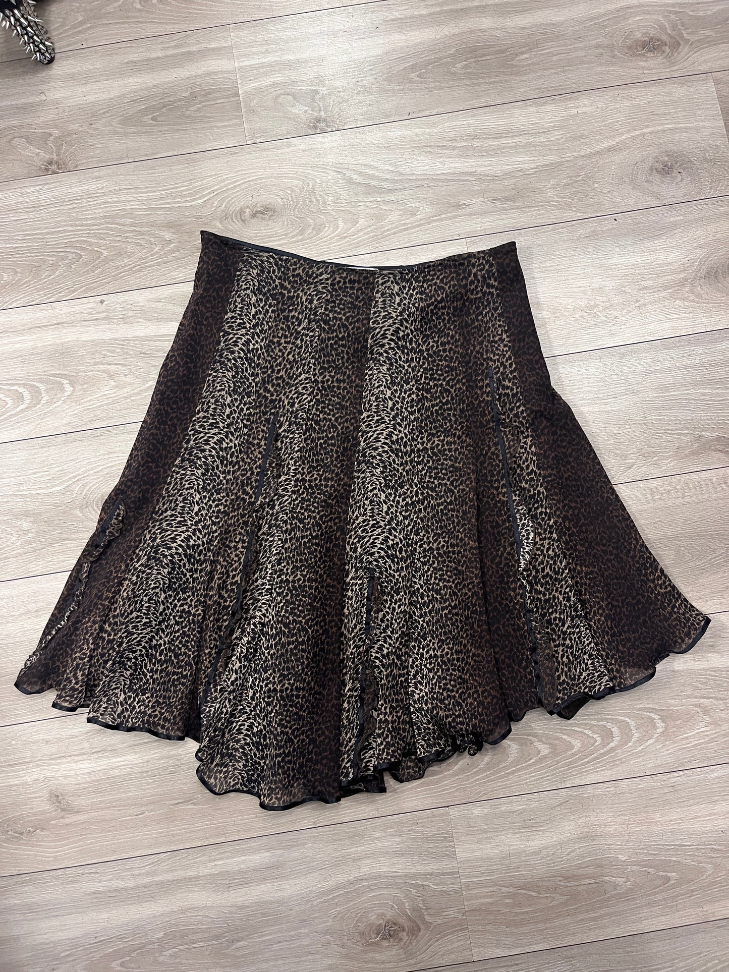 Y2K Sheer Leopard Handkerchief Skirt #12896