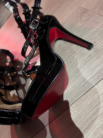 Christian Louboutin “Hyper Prive 120” Patent Platform Heels – Black – Size 39 #11714