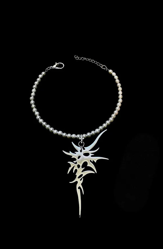 Cyber pendent Pearl choker 666999 #2581