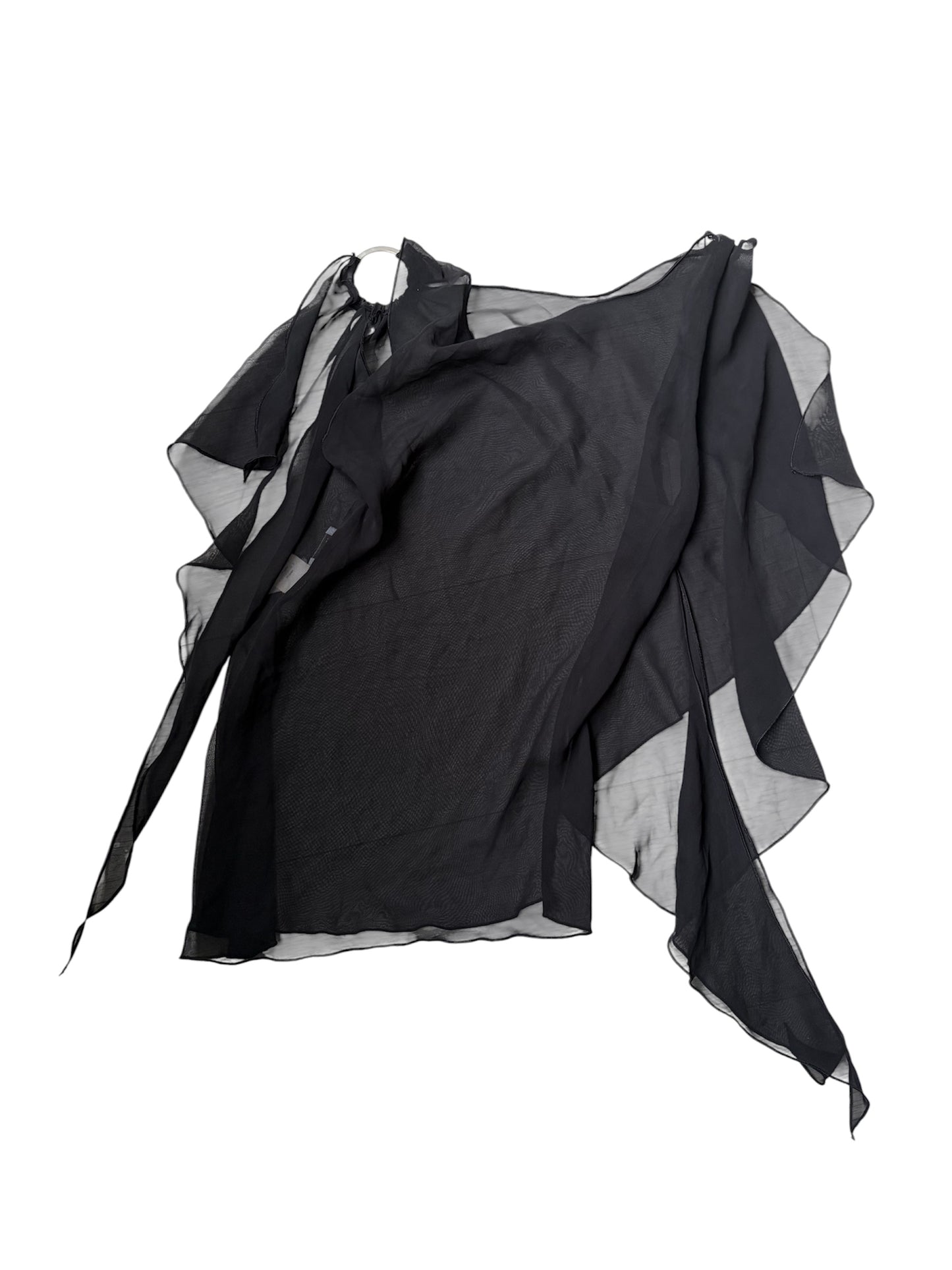 Motivi Y2K Asymmetric Chiffon Ring Top #13204